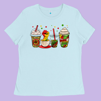 Juneteenth Bhm Coffee Cups Ladies Tee Designed By Oliviacreatesart