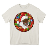 Cream Black Santa Christmas Heavy Core Tee - RanaPortraitStore