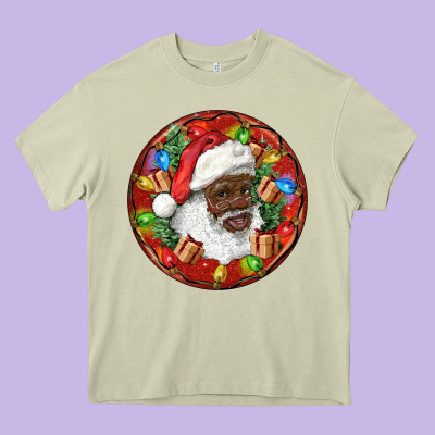Black Santa Christmas Heavy Core Tee Designed By Ranaportraitstore