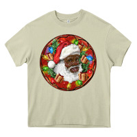 Mossy Black Santa Christmas Heavy Core Tee - RanaPortraitStore