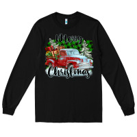 Black Merry Christmas Truck With Gifts Long Sleeve Tee - FaDigitalArtStudio