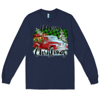 Navy Merry Christmas Truck With Gifts Long Sleeve Tee - FaDigitalArtStudio