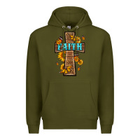 Army Green Western Faith Cross Butterfly Premium Hoodie - LillyAllenDesigns