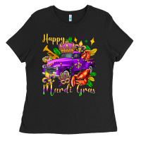 Black happy mardi gras truck olivia Ladies Tee - OliviaCreatesArt