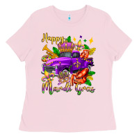 Bubblegum Pink happy mardi gras truck olivia Ladies Tee - OliviaCreatesArt