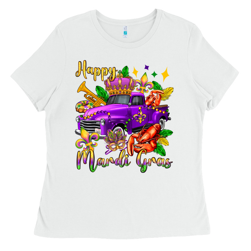 Happy Mardi Gras Truck Olivia Ladies Tee by OliviaCreatesArt | Teevron