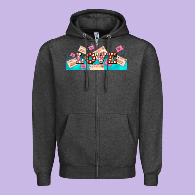 Love And Love Letters Zipper Hoodie Designed By Adodesignshop