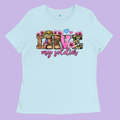 Love My Soldier Olivia Ladies Tee Designed By Oliviacreatesart