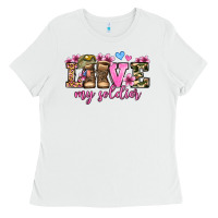 White love my soldier olivia Ladies Tee - OliviaCreatesArt