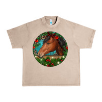 French Oak Western Horse Christmas Urban Heavy Tee - RanaPortraitStore