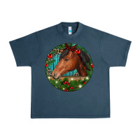 Midnight Navy Western Horse Christmas Urban Heavy Tee - RanaPortraitStore