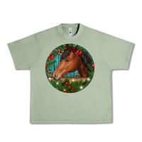 Oil Green Western Horse Christmas Urban Heavy Tee - RanaPortraitStore