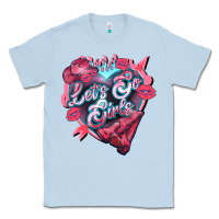 Dusty Blue Let's go girls pink Valentine's Day Classic Tee - HowdyJamesFarm