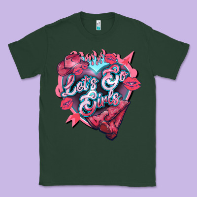 Let's Go Girls Pink Valentine's Day Classic Tee Designed By Howdyjamesfarm