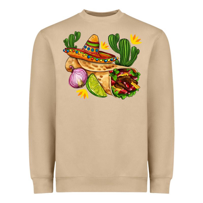 Burrito  With Sombrero And Union With Cactus Heavyweight Sweatshirt by AdoDesignShop | Teevron
