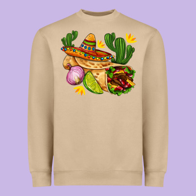 Burrito  With Sombrero And Union With Cactus Heavyweight Sweatshirt Designed By Adodesignshop