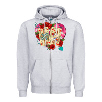 Heather Grey playing cards roses and pearls Zipper Hoodie - AdoDesignShop