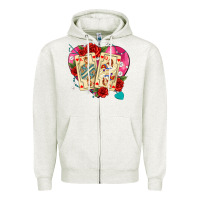 Oatmeal Heather playing cards roses and pearls Zipper Hoodie - AdoDesignShop