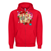 Red playing cards roses and pearls Zipper Hoodie - AdoDesignShop