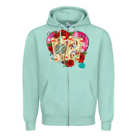 Seafoam playing cards roses and pearls Zipper Hoodie - AdoDesignShop
