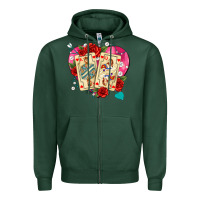 Sports Green playing cards roses and pearls Zipper Hoodie - AdoDesignShop