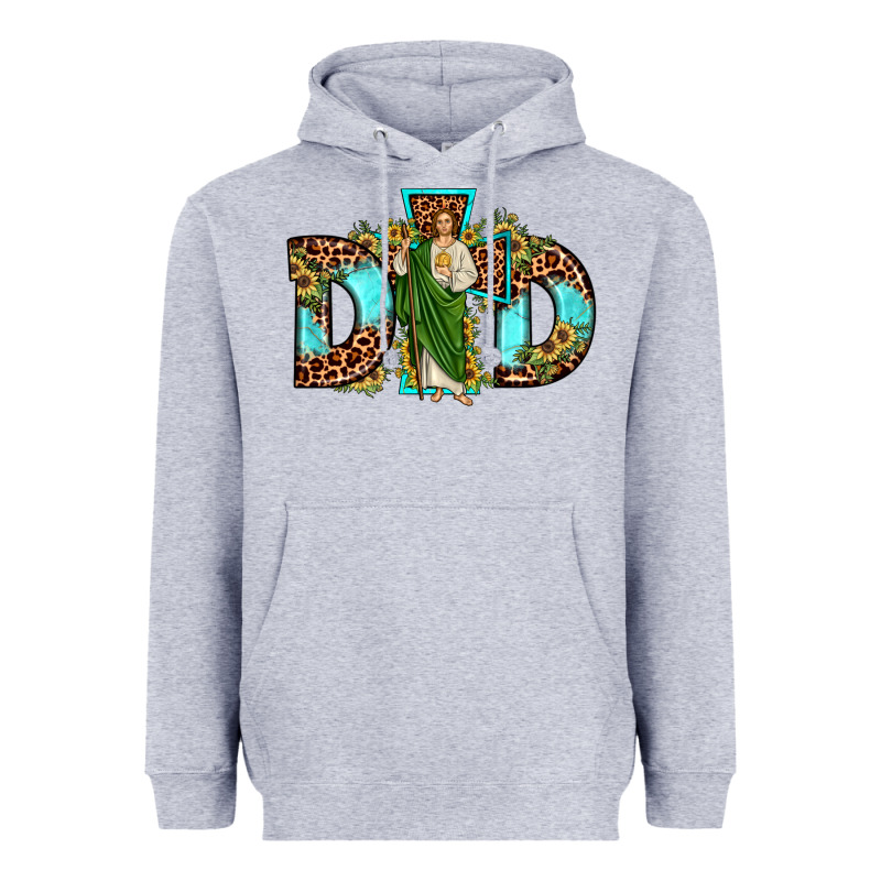 Dad San Judas Sunflower Leopard Turquoise Heavyweight Hoodie by JahusDesignShop | Teevron