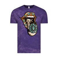 Cloud Purple Turquoise Gemstone Leopard Cowhide Tongue Vintage Tee - Jasminsmagicworld