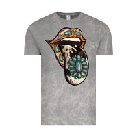 Cloud Rock Turquoise Gemstone Leopard Cowhide Tongue Vintage Tee - Jasminsmagicworld