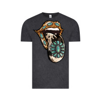 Vintage Black Turquoise Gemstone Leopard Cowhide Tongue Vintage Tee - Jasminsmagicworld