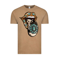 Vintage Coffee Turquoise Gemstone Leopard Cowhide Tongue Vintage Tee - Jasminsmagicworld