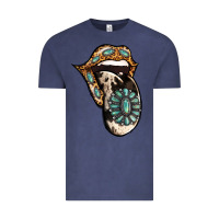 Vintage Denim Turquoise Gemstone Leopard Cowhide Tongue Vintage Tee - Jasminsmagicworld