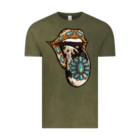 Vintage Olive Turquoise Gemstone Leopard Cowhide Tongue Vintage Tee - Jasminsmagicworld