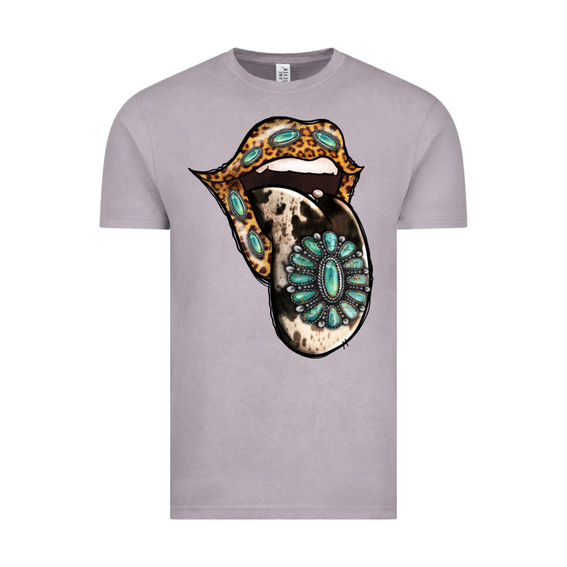 Turquoise Gemstone Leopard Cowhide Tongue Vintage Tee by Jasminsmagicworld | Teevron
