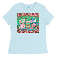 Baby Blue Easter gnomes Ladies Tee - OliviaCreatesArt