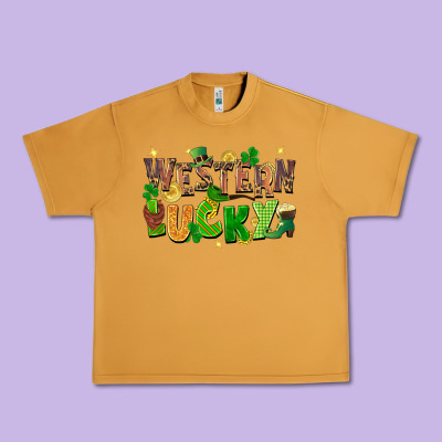 Western Lucky St. Patricks Day Urban Heavy Tee Designed By Fadigitalartstudio