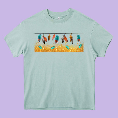 Native American Feathers Heavy Core Tee Designed By Tumblerdesignbyshophia