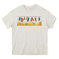 Cream native American feathers Heavy Core Tee - TumblerDesignByShophia