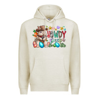 Oatmeal Heather howdy peeps Premium Hoodie - RacoonDesign