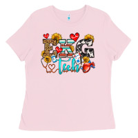 Bubblegum Pink ekg tech Ladies Tee - OliviaCreatesArt