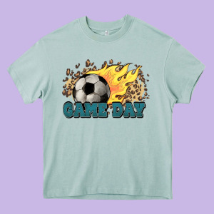Game Day Soccer Leopard Flames Fireball Heavy Core Tee Designed By Howdyjamesfarm