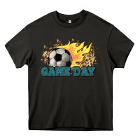 Asphalt Game day Soccer leopard flames fireball Heavy Core Tee - HowdyJamesFarm