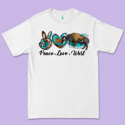 Peace Love West Bison Premium Tee Designed By Ranaportraitstore