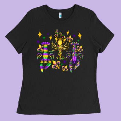 Mardi Gras Craw Fish Olivia Ladies Tee Designed By Oliviacreatesart