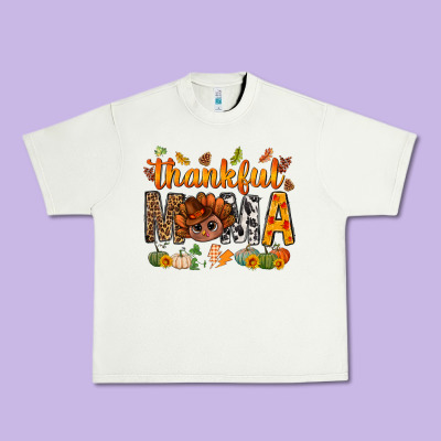 Thankful Mama And Turkey Bbs Urban Heavy Tee Designed By Bundleandbundleshop