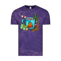 Cloud Purple Camping Coffee Vintage Tee - FaDigitalArtStudio