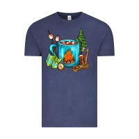 Vintage Denim Camping Coffee Vintage Tee - FaDigitalArtStudio