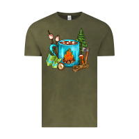 Vintage Olive Camping Coffee Vintage Tee - FaDigitalArtStudio