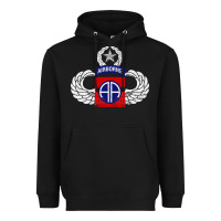 Black 82nd Airborne Div Parachutist Wings and Patch - Distressed Heavyweight Hoodie - baoMotion