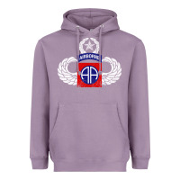 Lavender 82nd Airborne Div Parachutist Wings and Patch - Distressed Heavyweight Hoodie - baoMotion