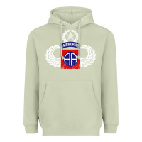 Matcha 82nd Airborne Div Parachutist Wings and Patch - Distressed Heavyweight Hoodie - baoMotion